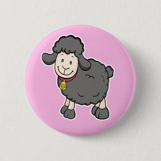 Knop Zwarte schapen Ronde Button 5,7 Cm (Voorkant)