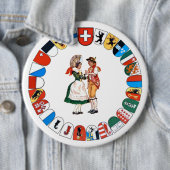 Knop Zwitserse kantons en dansers Ronde Button 6,0 Cm (In situ)