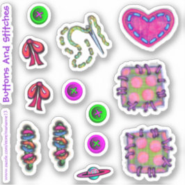 Knopen en Stiksels Naai Thema Sticker