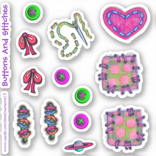 Knopen en Stiksels Naai Thema Sticker (Voorkant)