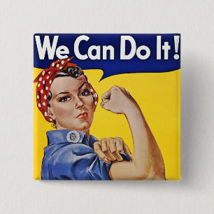 Knopen: We kunnen het doen - Vintage Poster Afbeel Vierkante Button 5,1 Cm