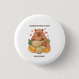 Knopje met Aardige Capybara-familie Ronde Button 3,2 Cm