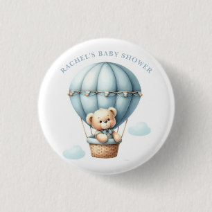 Knopje voor babyfeest met teddybeer in hete luchtb ronde button 3,2 cm