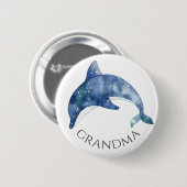 Knopje voor babyfeest met zeedieren oma ronde button 5,7 cm (Voorkant /achterkant)