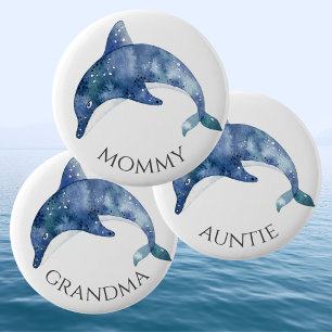 Knopje voor babyfeest met zeedieren oma ronde button 5,7 cm