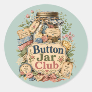 Knopjespot Club Cottagecore Naai Collage Ronde Sticker