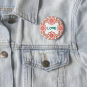 Knoplievel met rode bloemen ronde button 5,7 cm (In situ)