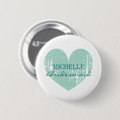 knoppen voor blauwgroen hartbridesmaïden | Geperso Ronde Button 5,7 Cm (Voorkant /achterkant)