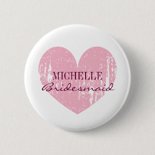 Knoppen voor roze hartobridesmaïden   Gepersonalis Ronde Button 5,7 Cm