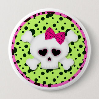 Knoppen voor rugzak met Girl Skull Grunge Ronde Button 4,0 Cm