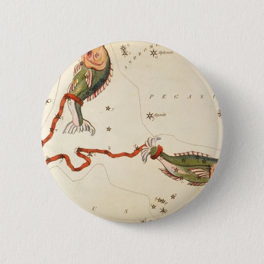 Knoppen "Zodiac Sign: Vissen" Ronde Button 5,7 Cm (Voorkant)