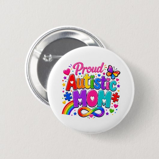 Knopspeld Proud Autistic Mom | Ronde Button 5,7 Cm (Voorkant /achterkant)