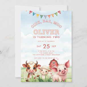 Knor Baa Moe Adorable Boerderijdieren 2e Verjaarda Kaart