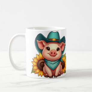 Knorretje Dragen Cowboy Pet met Zonnebloemen Koffiemok