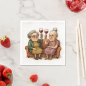 Knorrig Oude Dames Met Rode Wijn Servet (Insitu)