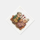 Knorrig Oude Dames Met Rode Wijn Servet (Hoek)