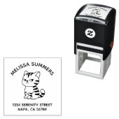 Knorrig Tabby Kat Boog Adres Zelfinktende Stempel (In situ)