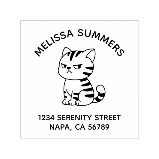Knorrig Tabby Kat Boog Adres Zelfinktende Stempel (Design)