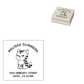 Knorrig Tabby Kat Retouradres Rubberstempel (Gestempeld)