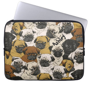 Knorrige Gepersonaliseerde Pugs/Grappige Leuke Pug Laptop Sleeve