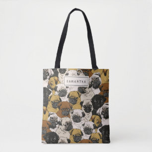Knorrige Gepersonaliseerde Pugs/Grappige Leuke Pug Tote Bag