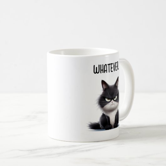 Knorrige kat met kopje koffie koffiemok (Voorkant rechts)