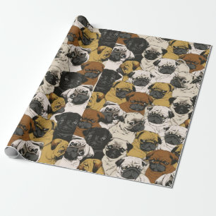 Knorrige Pugs/het Grappige Leuke Pug Patroon van Cadeaupapier