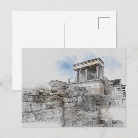 Knossos Palace Briefkaart – Heraklion Kreta Reizen (Voorkant / Achterkant)