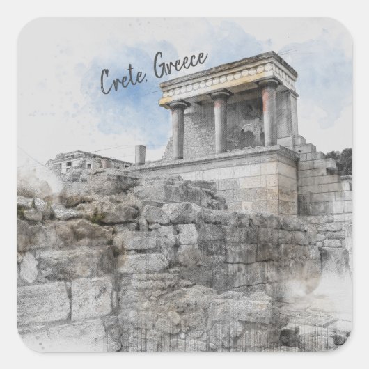 Knossos Palace, Heraklion, Kreta, Griekenland Vierkante Sticker (Voorkant)