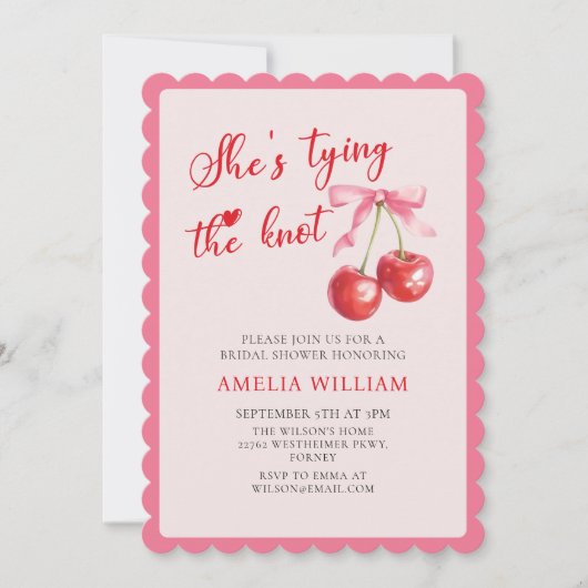 Knot Chic Coquette Cherry Vrijgezellenfeest Kaart (Voorkant)