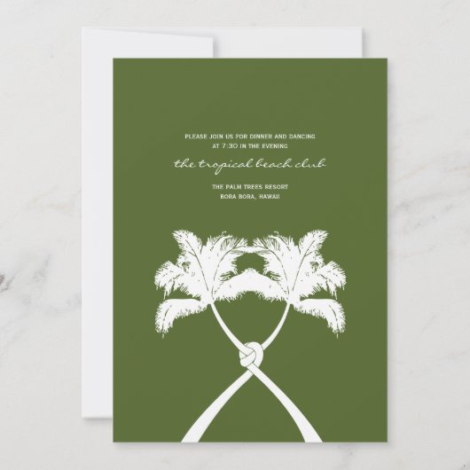 Knot Palm Trees Beach Tropical Wedding Modern Chic Kaart (Achterkant)