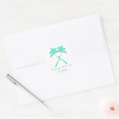 Knot Palm Trees Beach Tropical Wedding Modern Chic Ronde Sticker (Envelop)
