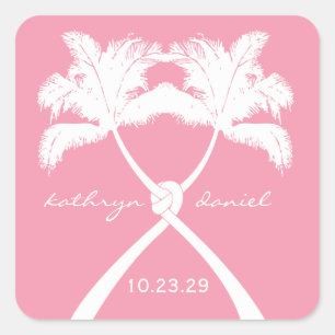 Knot Palm Trees Beach Tropical Wedding Modern Chic Vierkante Sticker