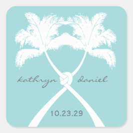 Knot Palm Trees Beach Tropical Wedding Modern Chic Vierkante Sticker