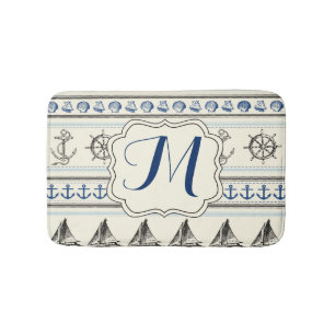 Knot Pattern Bath Mat Sailing Anchor Nautical Rope