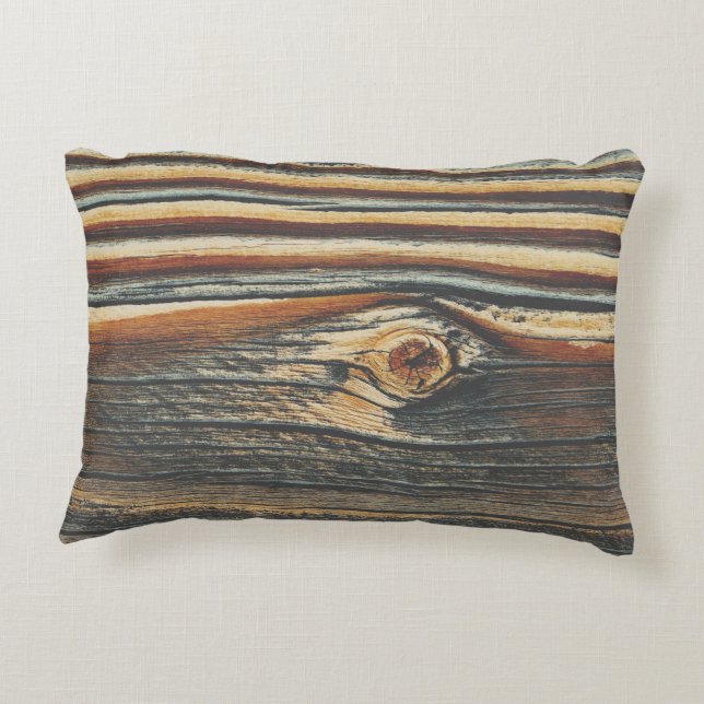 Knot Texture Cool Wood Grain Knot Accent Kussen (Achterkant)
