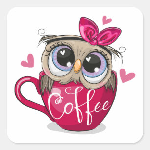 Knot zit in een kop koffie vierkante sticker