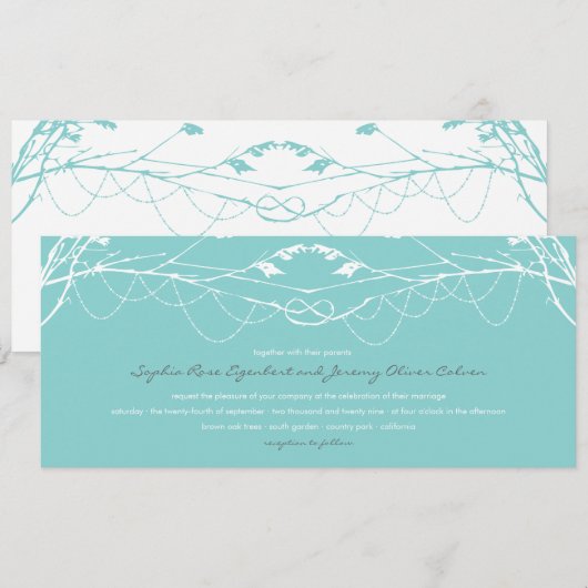 Knoted Love Trees Branch Wedding Invitation Card Kaart (Voorkant / Achterkant)
