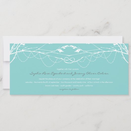Knoted Love Trees Branch Wedding Invitation Card Kaart (Voorkant)