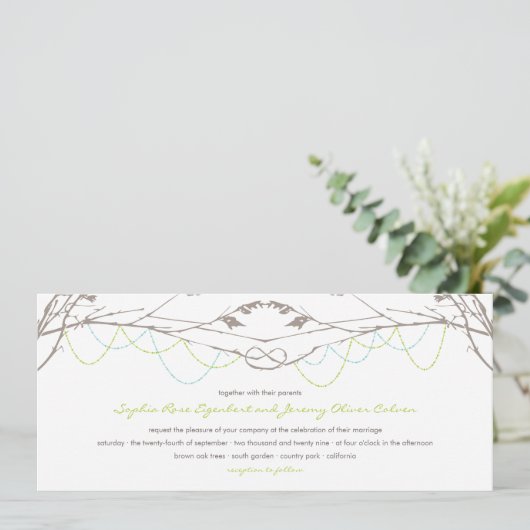 Knoted Love Trees Branch Wedding Invitation Card Kaart (Staand voorkant)