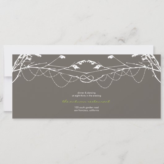 Knoted Love Trees Branch Wedding Invitation Card Kaart (Achterkant)