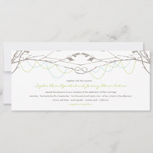 Knoted Love Trees Branch Wedding Invitation Card Kaart (Voorkant)