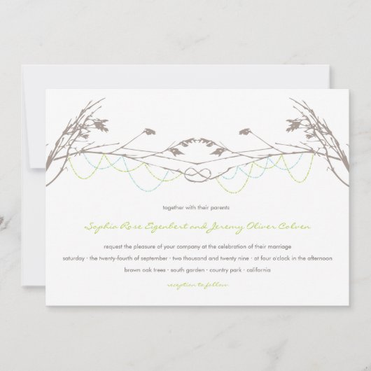Knoted Love Trees Branch Wedding Invitation Card Kaart (Voorkant)