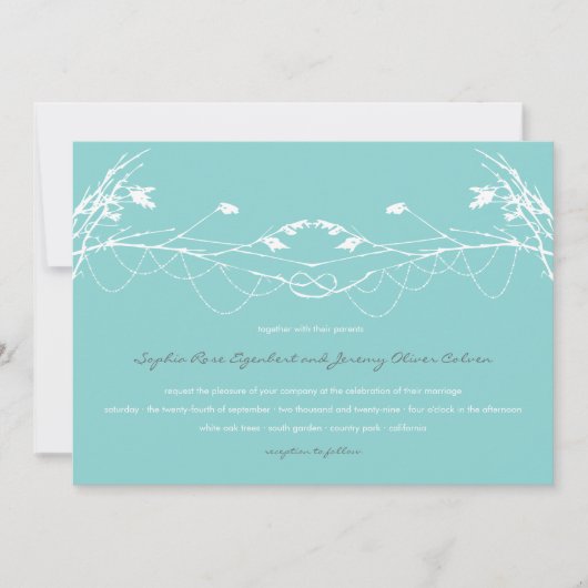 Knoted Love Trees Branch Wedding Invitation Card Kaart (Voorkant)