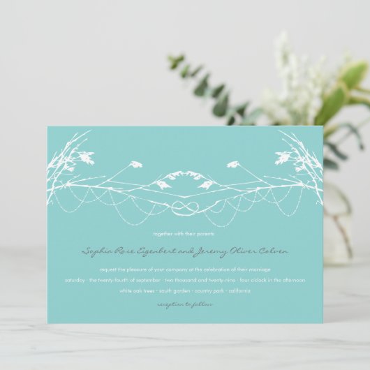 Knoted Love Trees Branch Wedding Invitation Card Kaart (Staand voorkant)