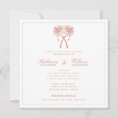 Knoted Palm Trees Monogram Beach Engagement Party Kaart (Voorkant)