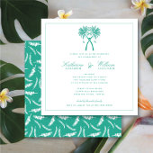 Knoted Palm Trees Monogram Beach Engagement Party Kaart