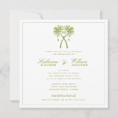 Knoted Palm Trees Monogram Beach Engagement Party Kaart (Voorkant)