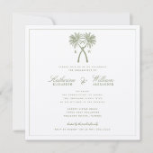 Knoted Palm Trees Monogram Beach Engagement Party Kaart (Voorkant)