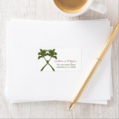 Knoted Palm Trees Red Love Beach Weddenschap Etiket (Insitu)